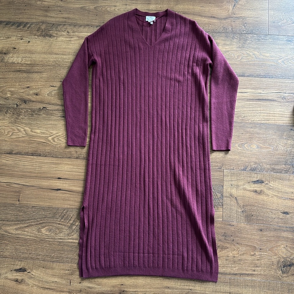 Caslon burgundy sweater midi dress, size XXS/XS
